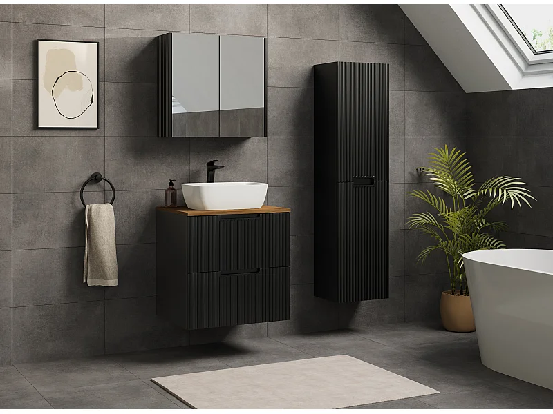 Mobile da bagno VENA con frontale scanalato sotto lavabo 46 x 60 x 57 nero