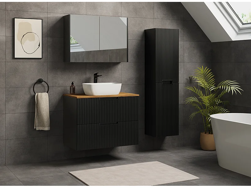 Móvel de casa de banho VENA com frente fresada sob lavatório 46 x 80 x 57 preto