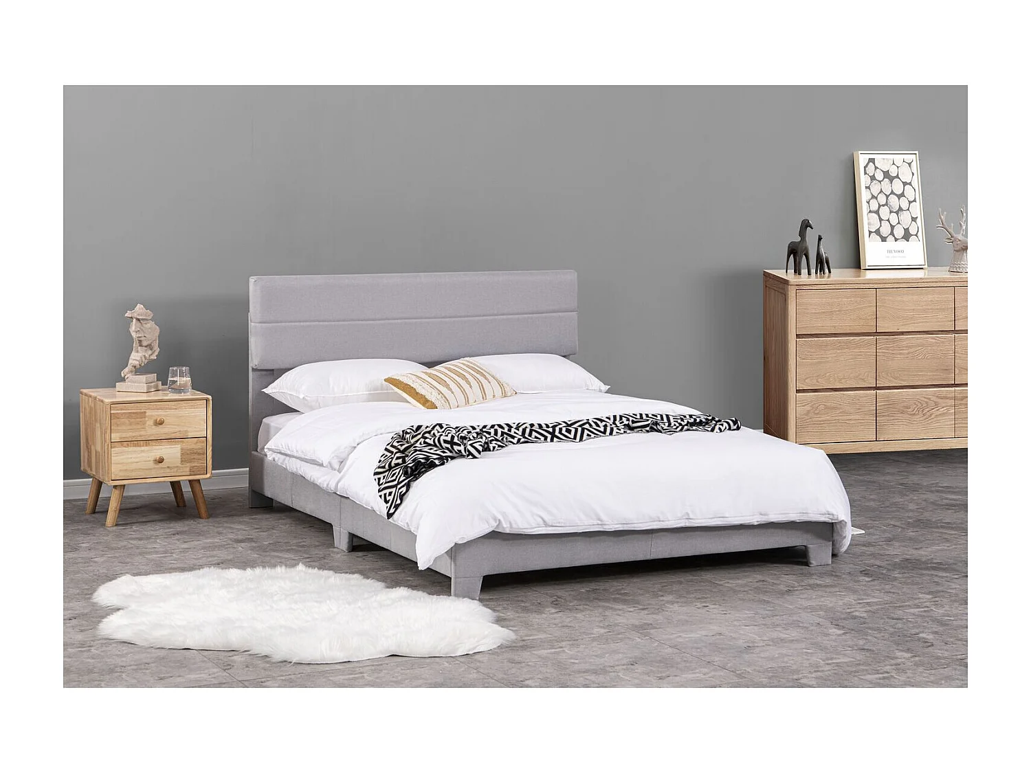 Lit design 160x200 gris LINCOLN