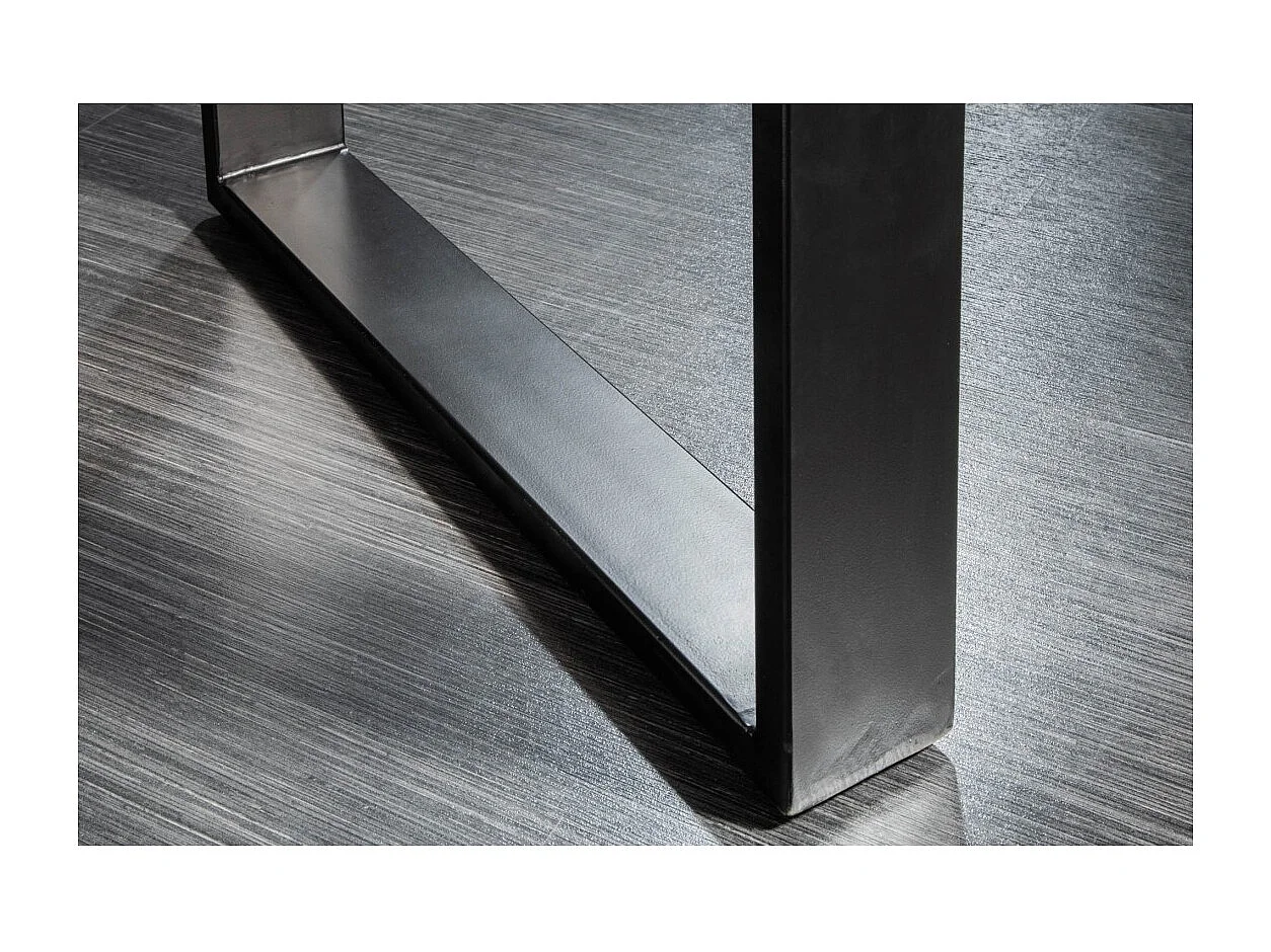 Table LODEN 120 cm – Plateau en bois massif de manguier verni – Pieds en U en métal noir