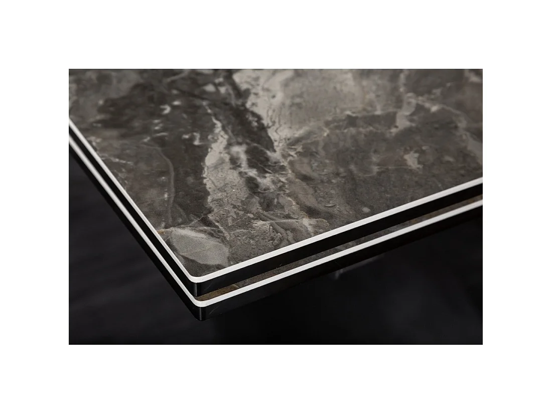 Mesa de comedor STELIX 180–220–260 cm – Tablero de cerámica efecto mármol y vidrio templado