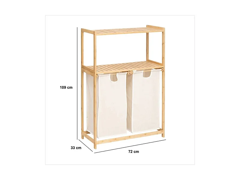 Meuble de Rangement 2 Paniers à Linge "Tidy" 109cm Naturel