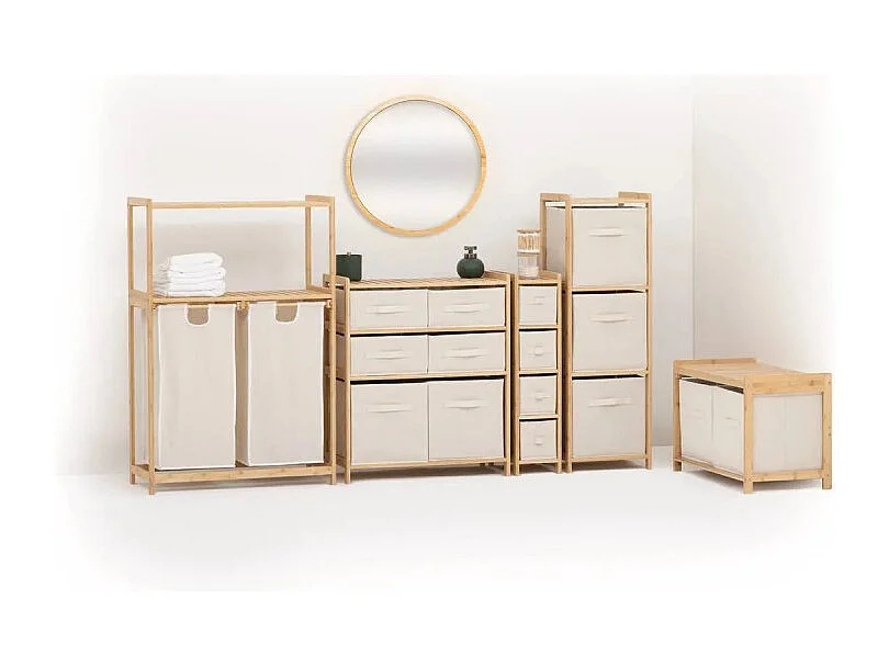 Meuble de Rangement 2 Paniers à Linge "Tidy" 109cm Naturel