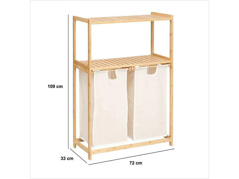 Meuble de Rangement 2 Paniers à Linge "Tidy" 109cm Naturel