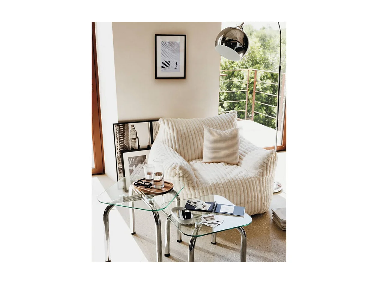 Fauteuil XL velours côtelé blanc Muzi Atmosphera