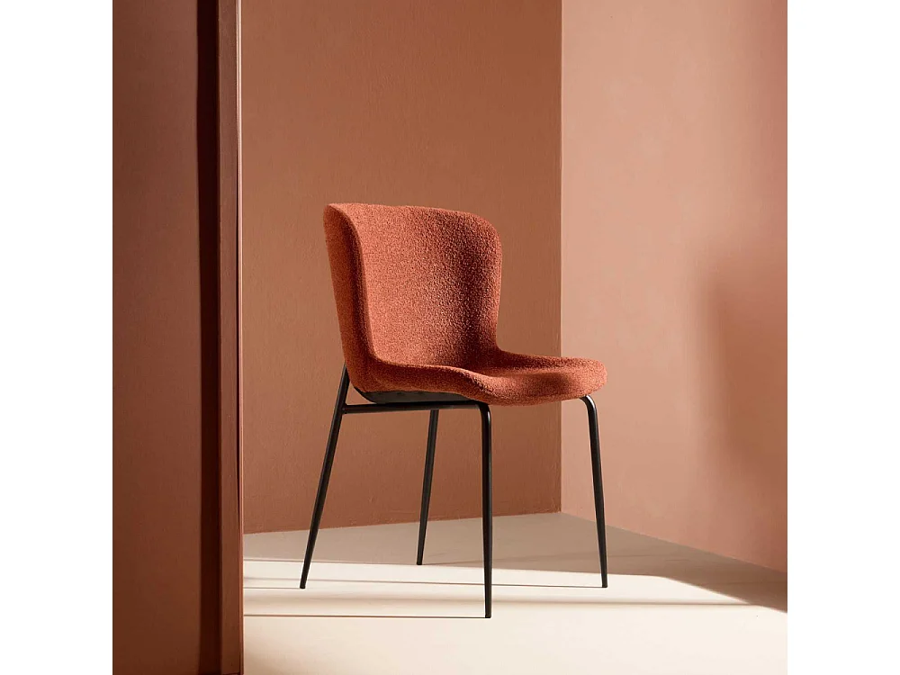 Chaise en métal et tissu bouclette Modesto (Lot de 2)