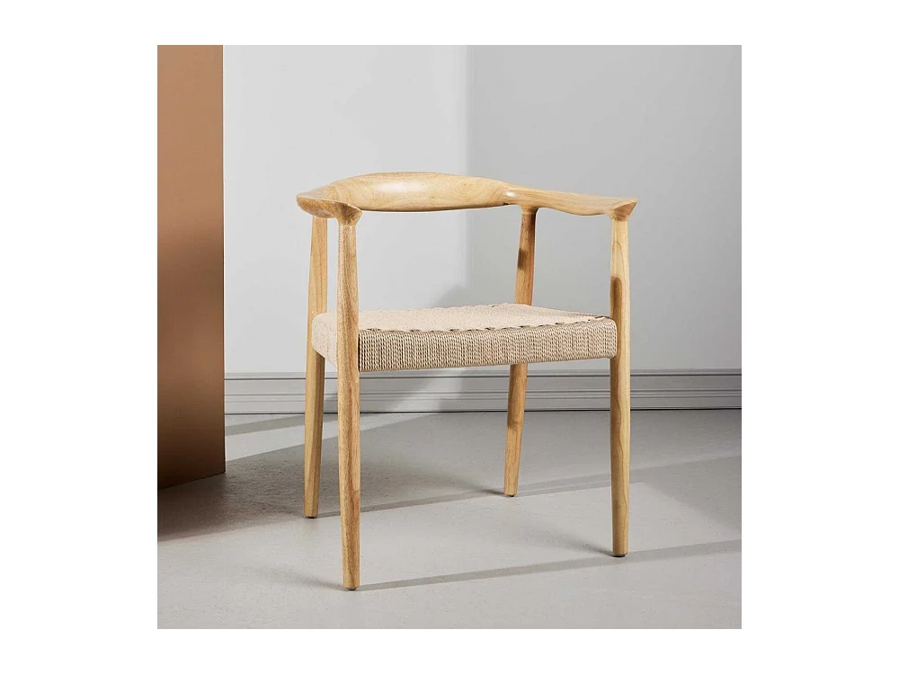 Chaise en hévéa et corde synthétique Lovön (Lot de 2)