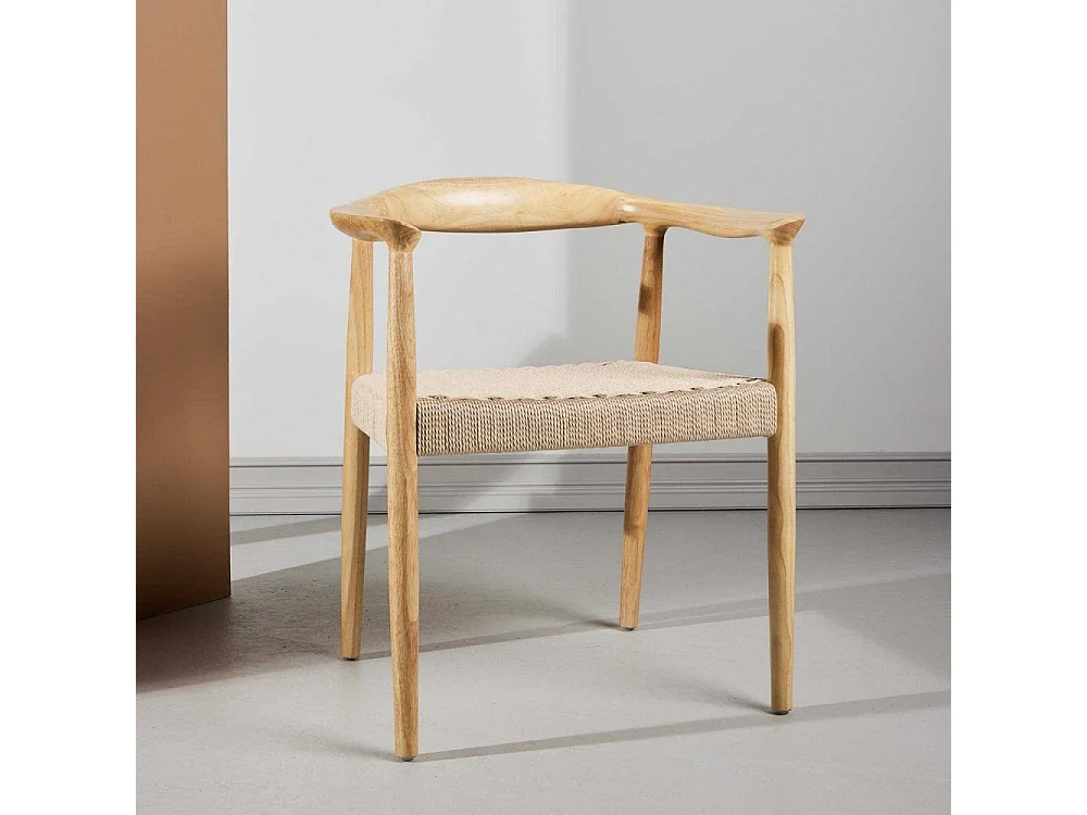 Chaise en hévéa et corde synthétique Lovön (Lot de 2)