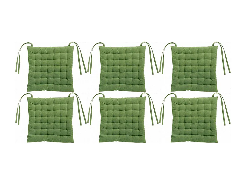 Galette de chaise en coton recyclé 36 points Zea vert (Lot de 6)