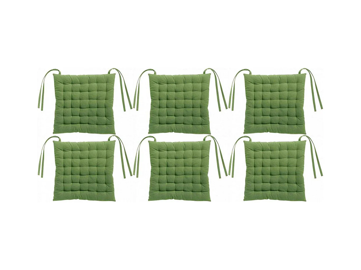 Galette de chaise en coton recyclé 36 points Zea vert (Lot de 6)