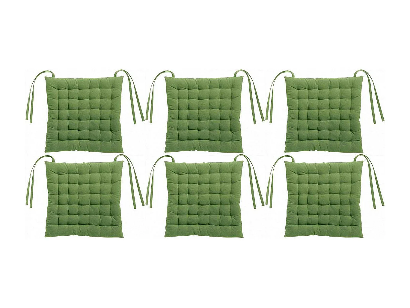 Galette de chaise en coton recyclé 36 points Zea vert (Lot de 6)