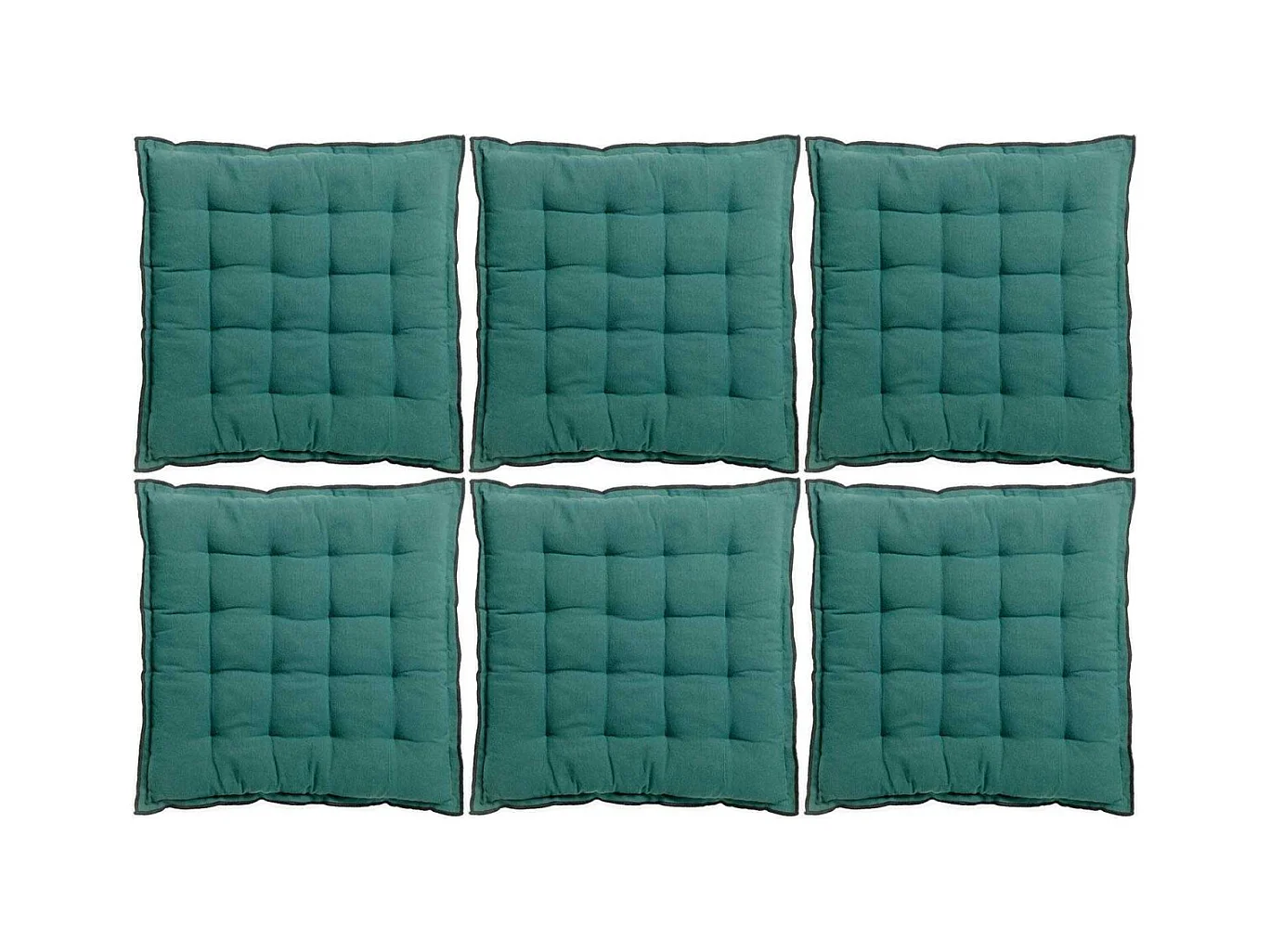 Galette de chaise en coton recyclé Grace (Lot de 6) Paon