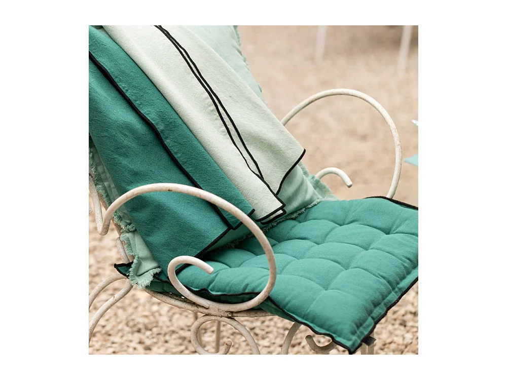 Galette de chaise en coton recyclé Grace (Lot de 6) Paon