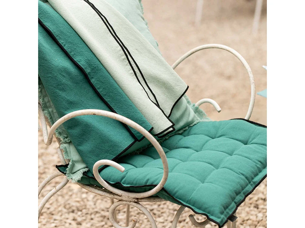 Galette de chaise en coton recyclé Grace (Lot de 6) Paon