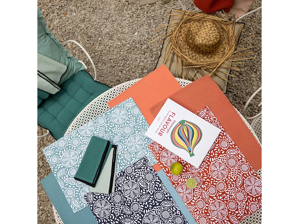 Galette de chaise en coton recyclé Grace (Lot de 6) Paon