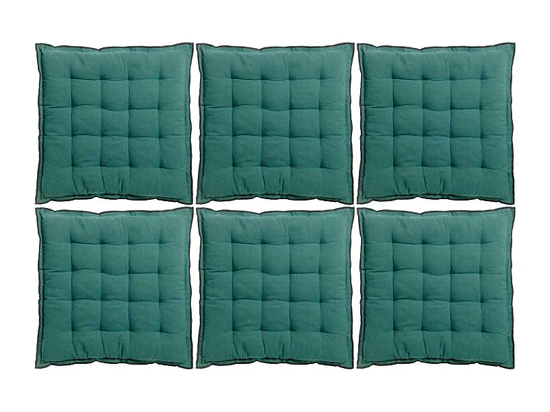 Galette de chaise en coton recyclé Grace (Lot de 6) Paon