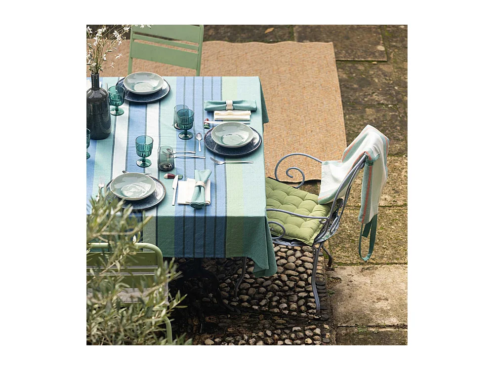 Galette de chaise en coton recyclé Grace (Lot de 6) Vert jardin