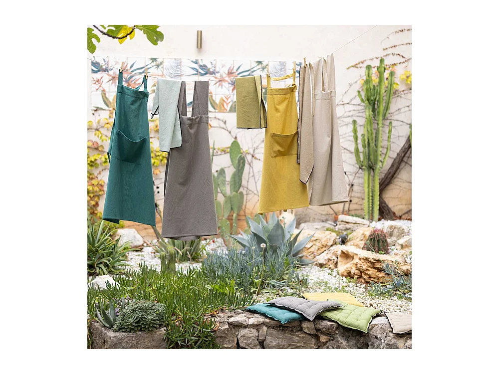 Galette de chaise en coton recyclé Grace (Lot de 6) Vert jardin