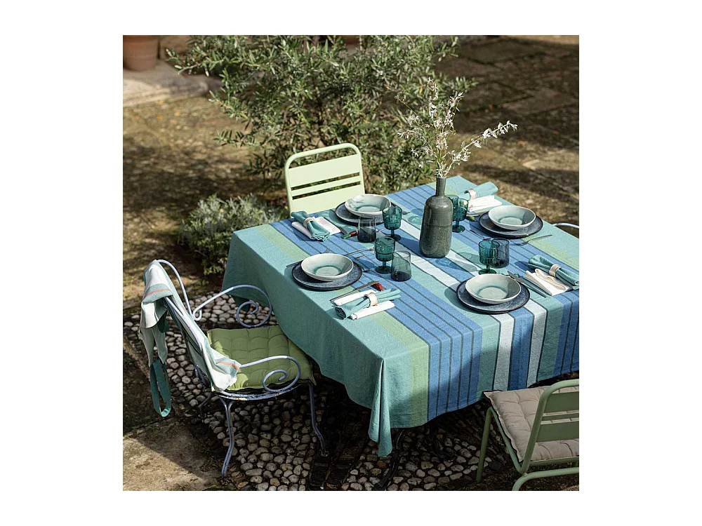 Galette de chaise en coton recyclé Grace (Lot de 6) Vert jardin