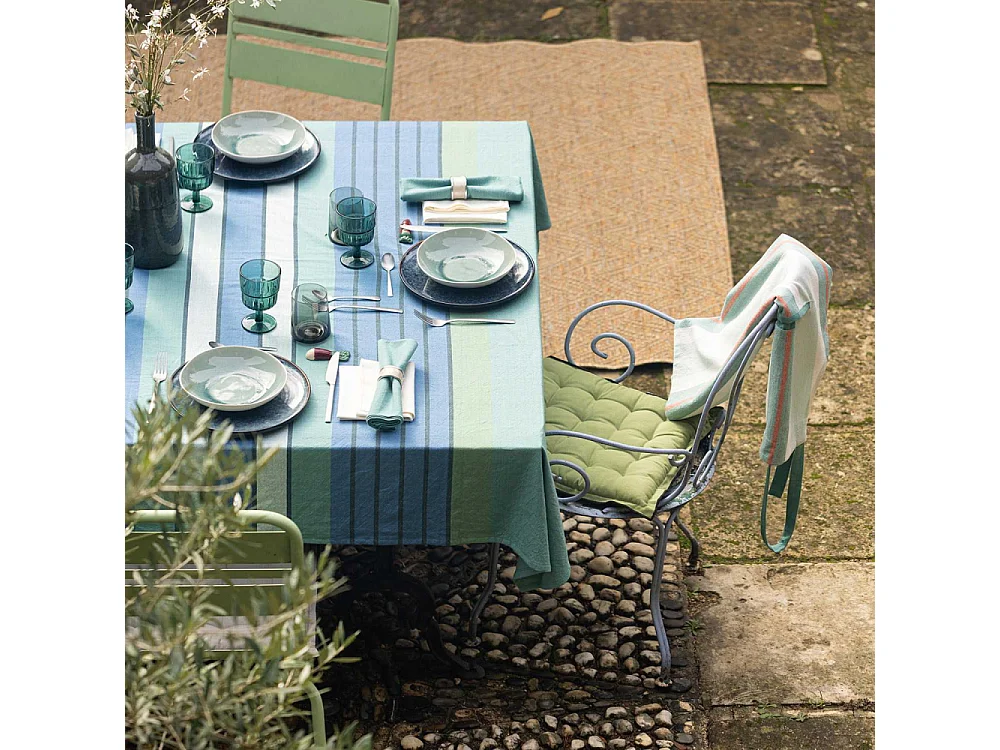 Galette de chaise en coton recyclé Grace (Lot de 6) Vert jardin