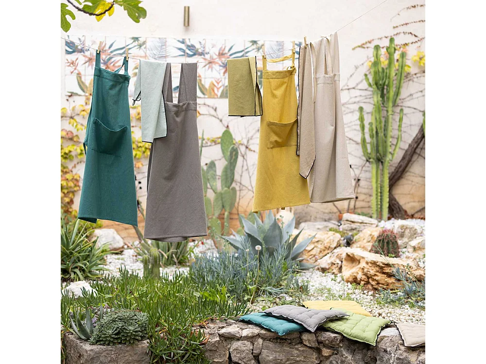 Galette de chaise en coton recyclé Grace (Lot de 6) Vert jardin