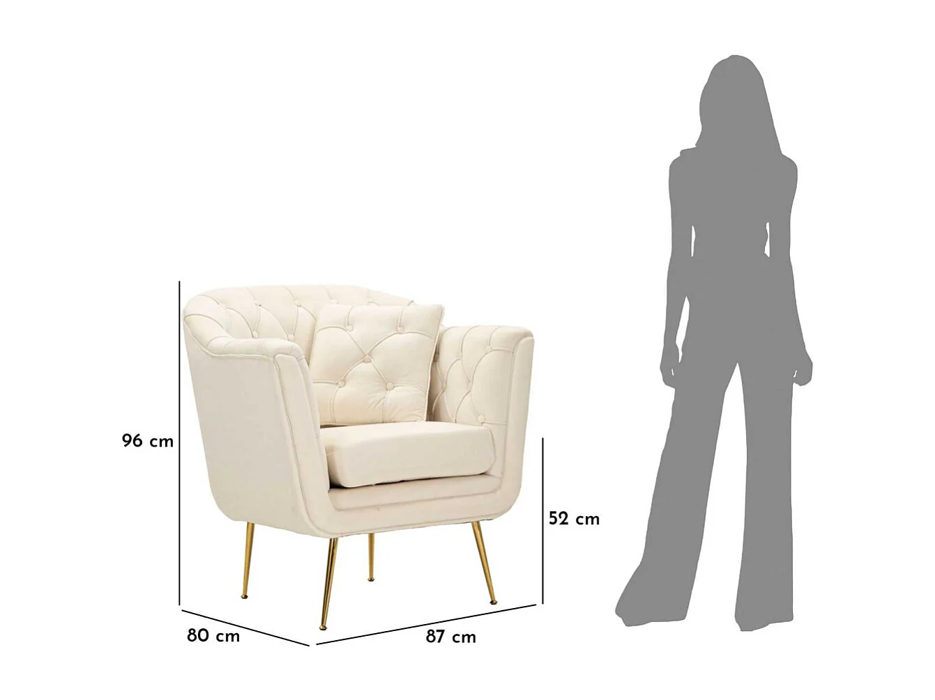 Fauteuil en tissu capitonné Budapest 88 x 83 x 91 cm