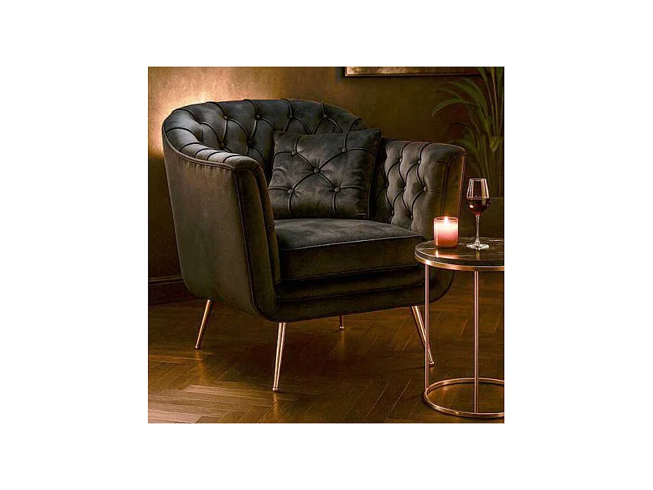 Fauteuil en tissu capitonné Budapest 88 x 83 x 91 cm