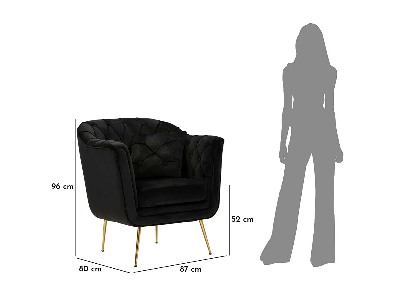 Fauteuil en tissu capitonné Budapest 88 x 83 x 91 cm