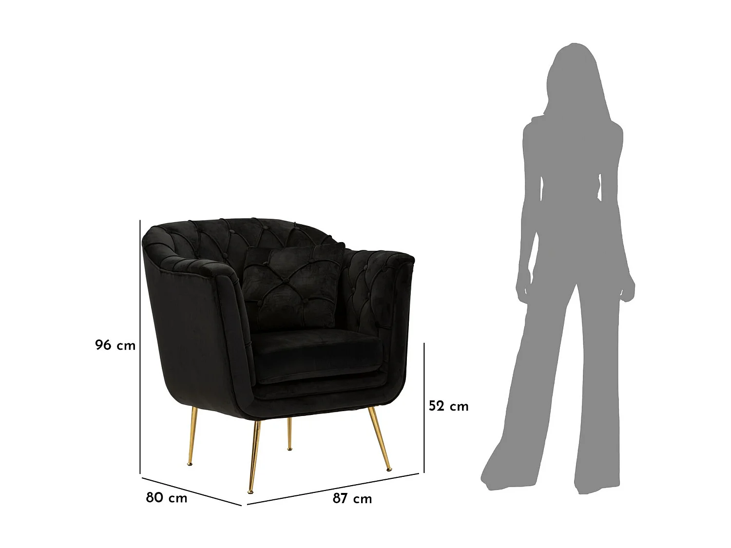 Fauteuil en tissu capitonné Budapest 88 x 83 x 91 cm