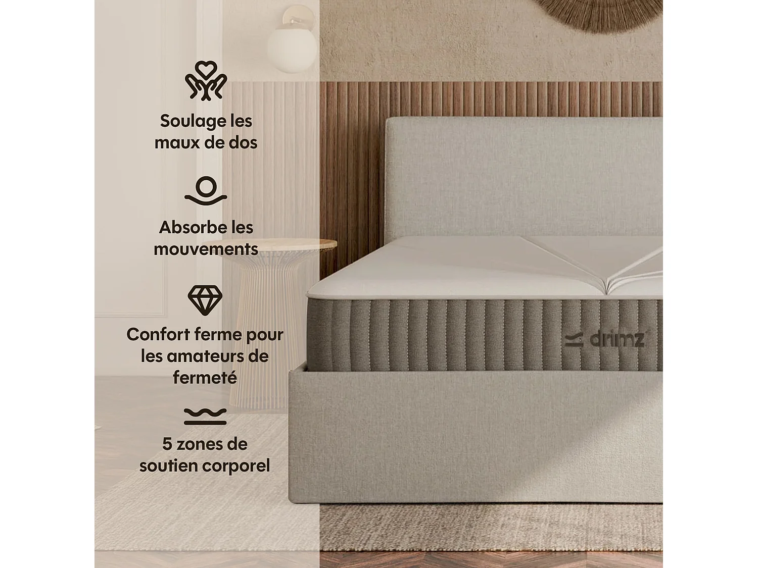 Matelas ressorts hybride mémoire de forme 160x200 épais 24cm