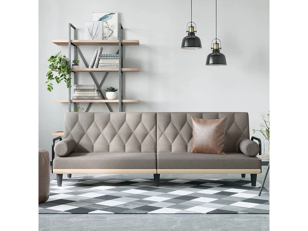 Canapé-lit avec accoudoirs taupe tissu