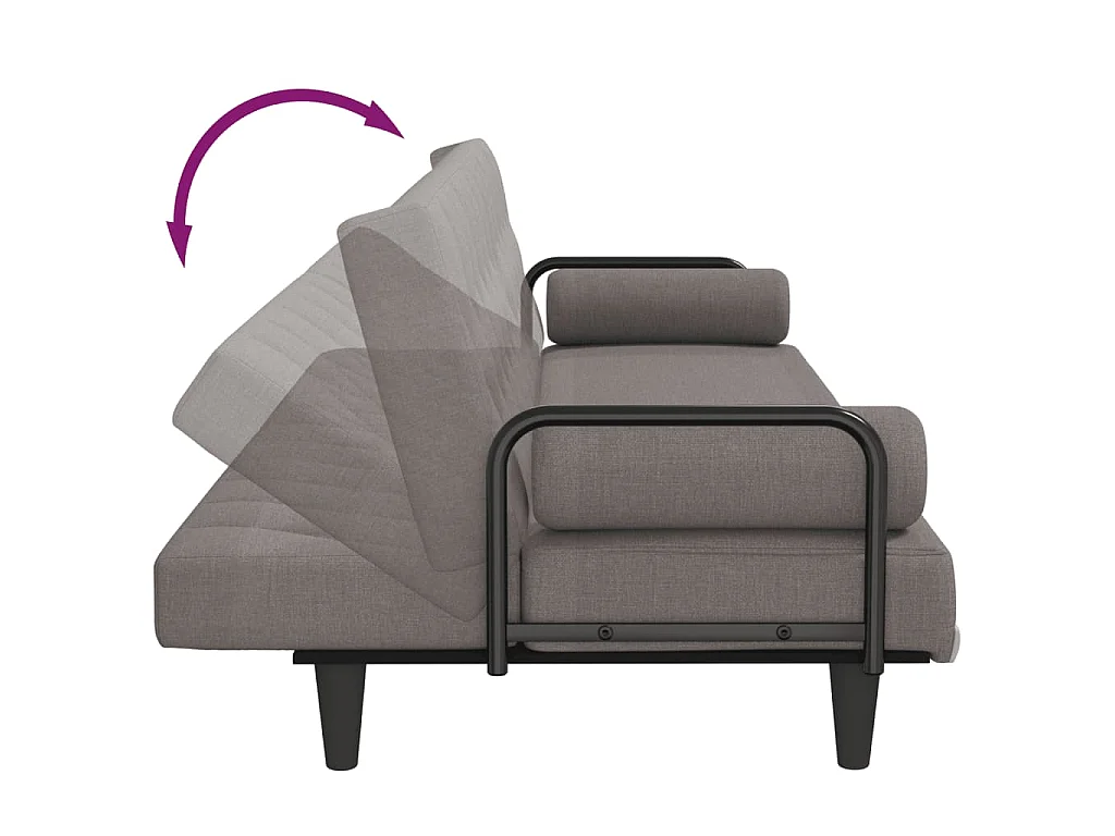 Canapé-lit avec accoudoirs taupe tissu