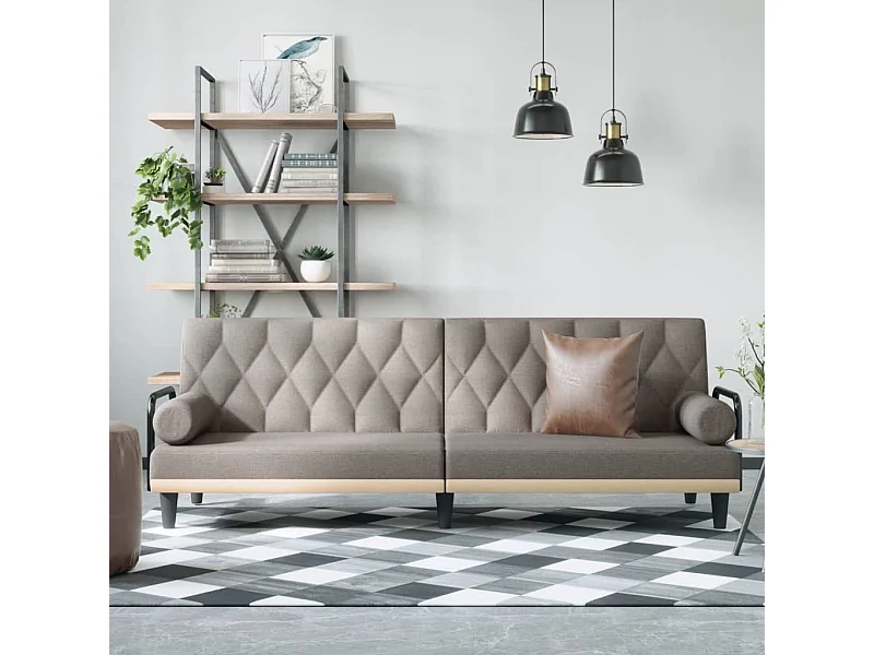 Canapé-lit avec accoudoirs taupe tissu