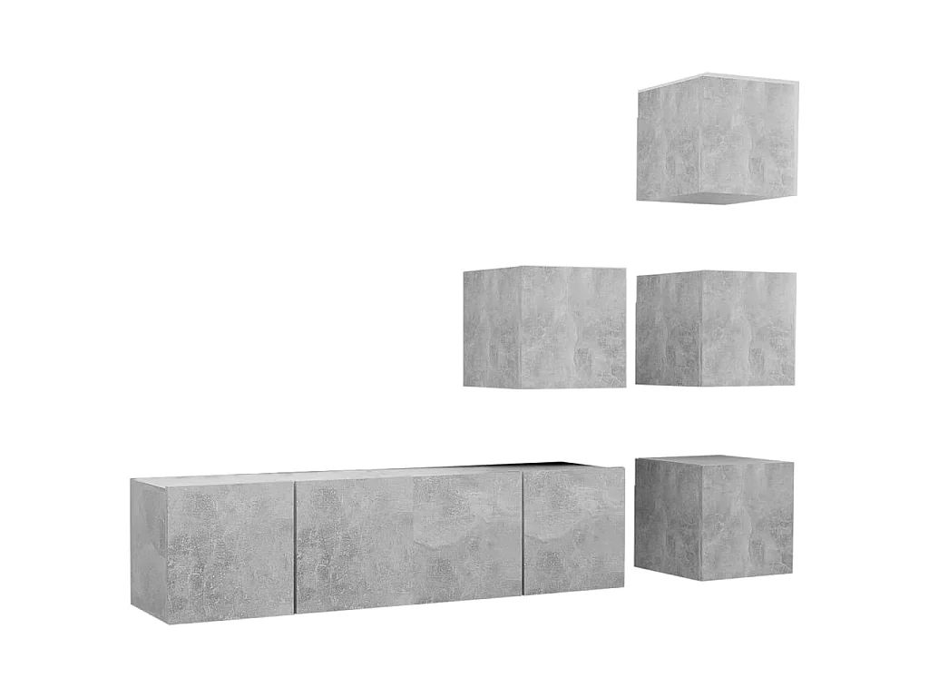 6-tlg. TV-Schrank-Set Betongrau Holzwerkstoff