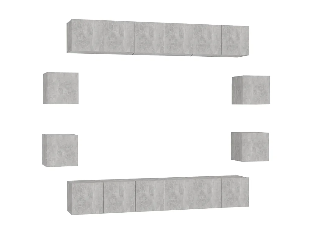 10-tlg. TV-Schrank-Set Betongrau Holzwerkstoff