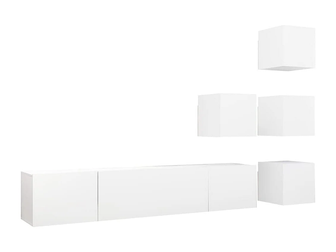 6-tlg. TV-Schrank-Set Weiß Holzwerkstoff