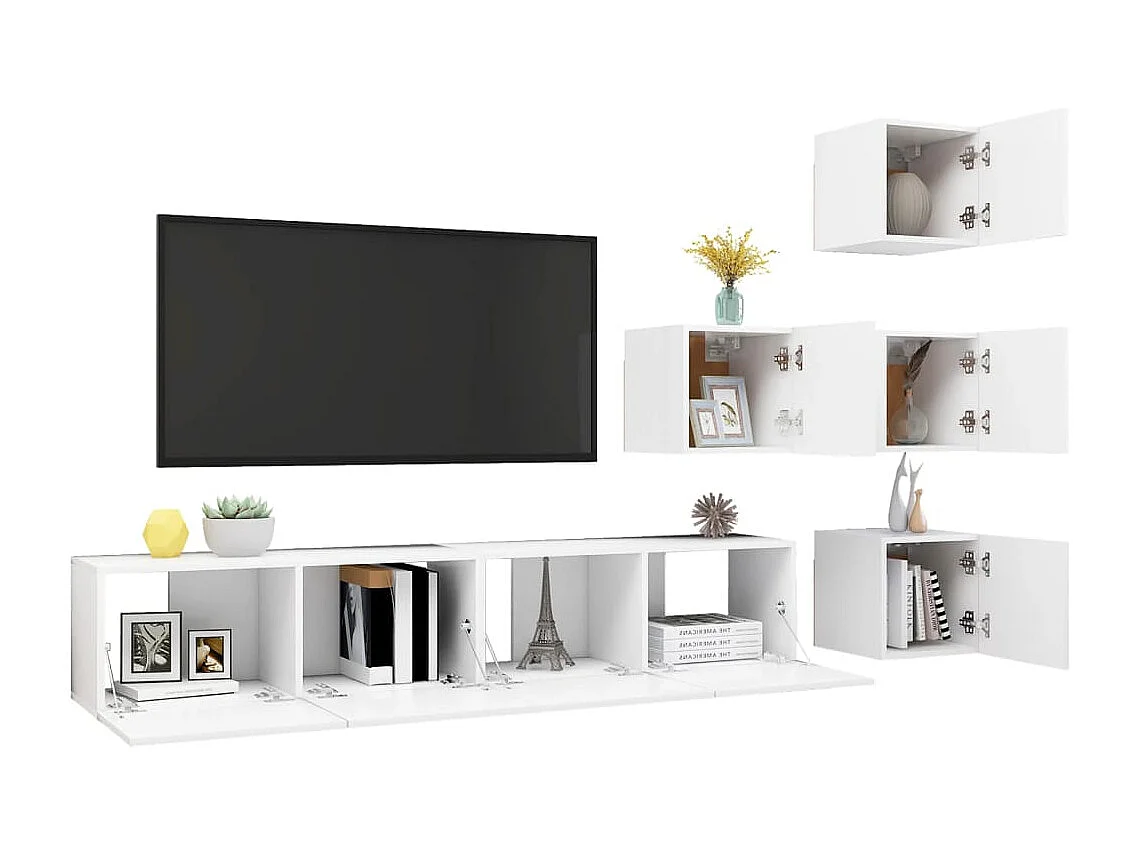 6-tlg. TV-Schrank-Set Weiß Holzwerkstoff