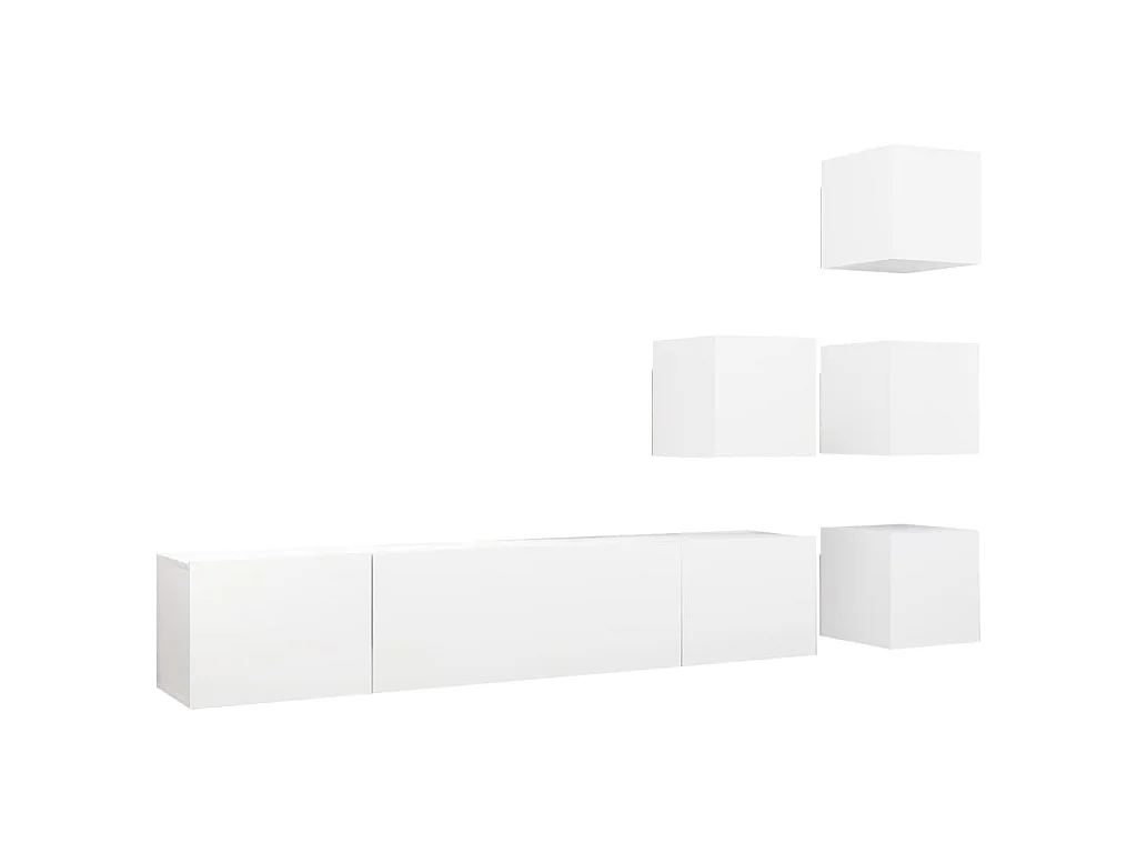 Ensemble de meuble TV 6 pcs Blanc Bois d'ingénierie
