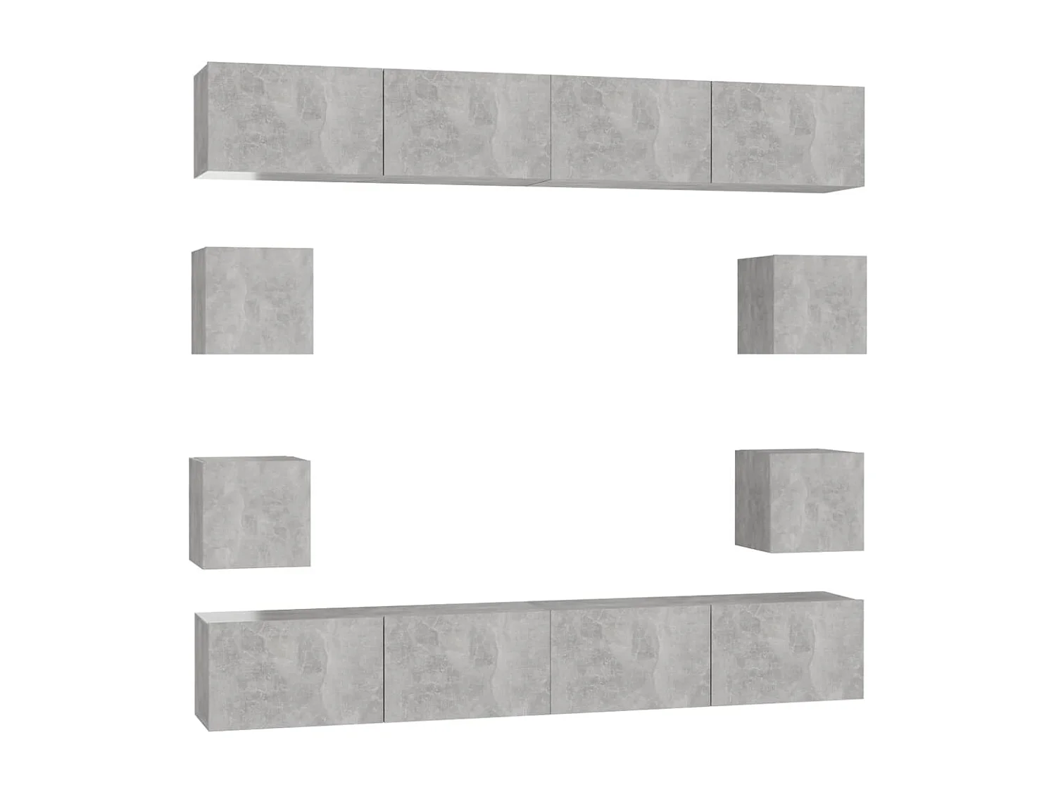 Ensemble de meubles TV 8 pcs Gris béton Bois d'ingénierie