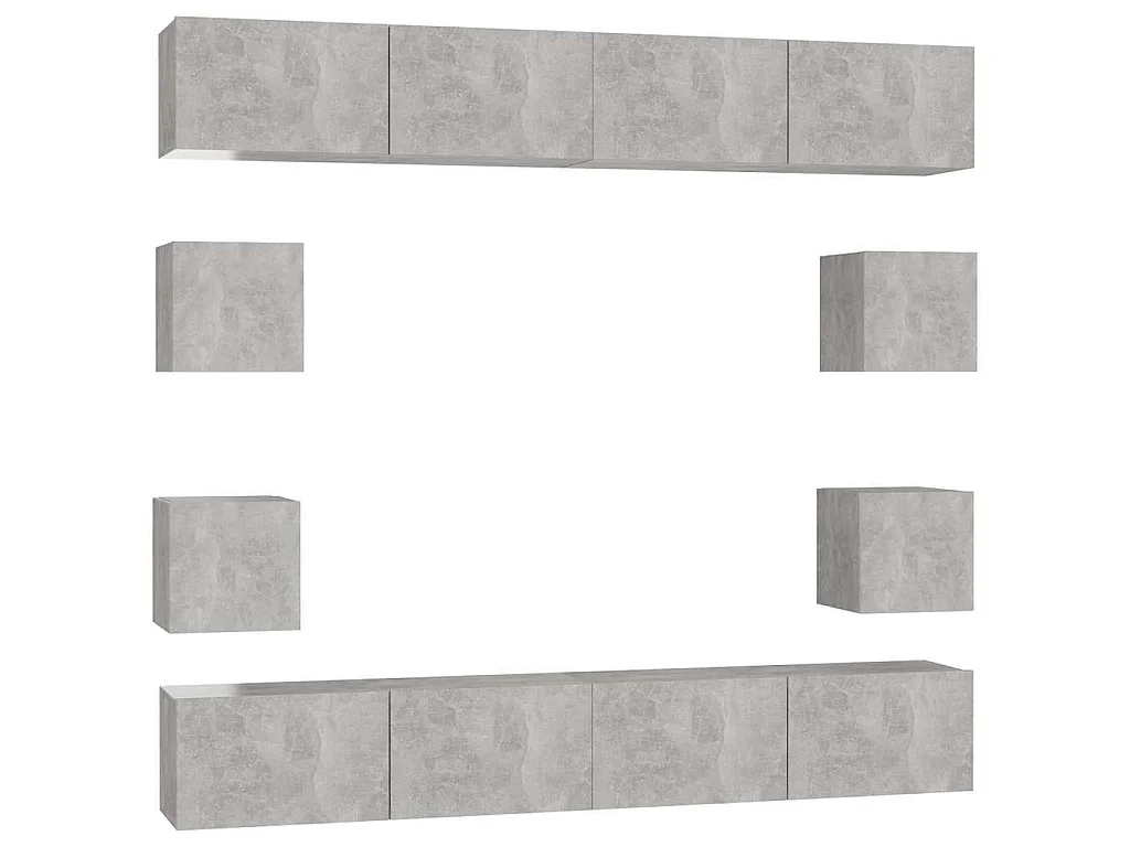 8-tlg. TV-Schrank-Set Betongrau Holzwerkstoff
