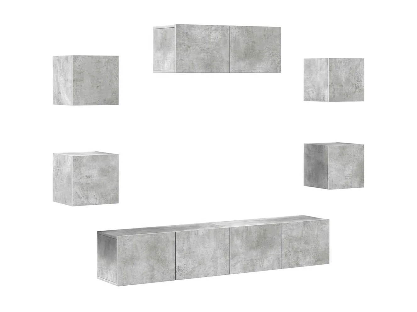 Ensemble de meubles TV 7 pcs Gris béton Bois d'ingénierie