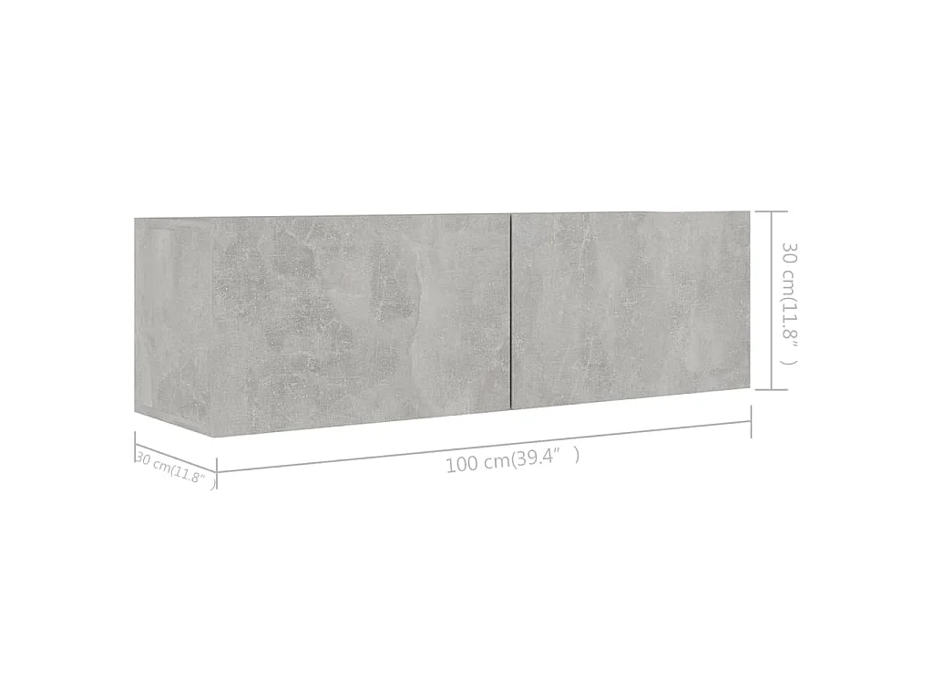 7 pcs conjunto de móveis de TV contraplacado cinzento cimento