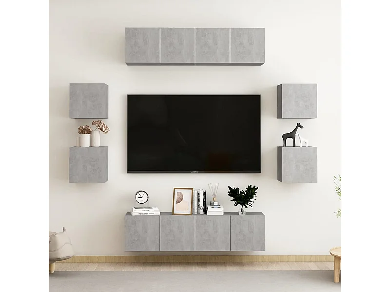 8-tlg. TV-Schrank-Set Betongrau Holzwerkstoff