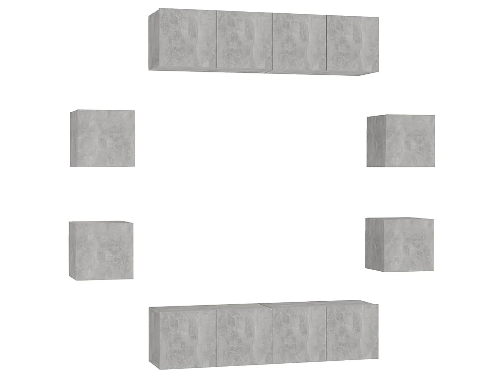 8-tlg. TV-Schrank-Set Betongrau Holzwerkstoff