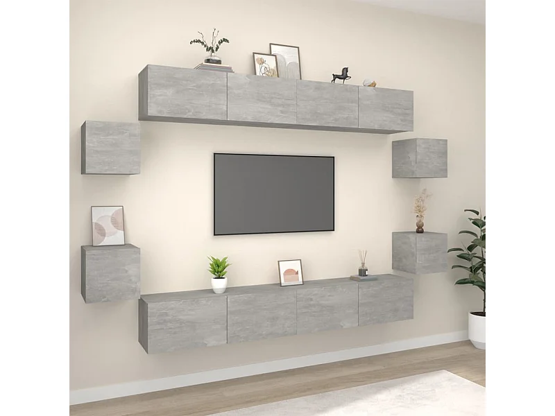8-tlg. TV-Schrank-Set Betongrau Holzwerkstoff