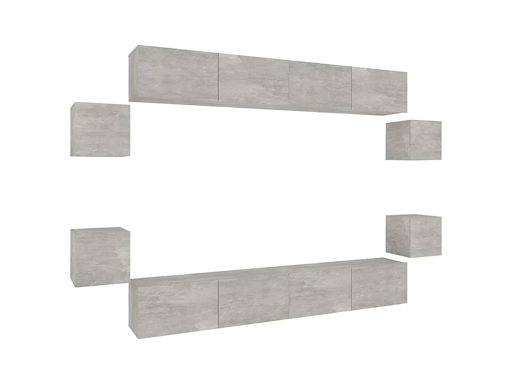 8-tlg. TV-Schrank-Set Betongrau Holzwerkstoff