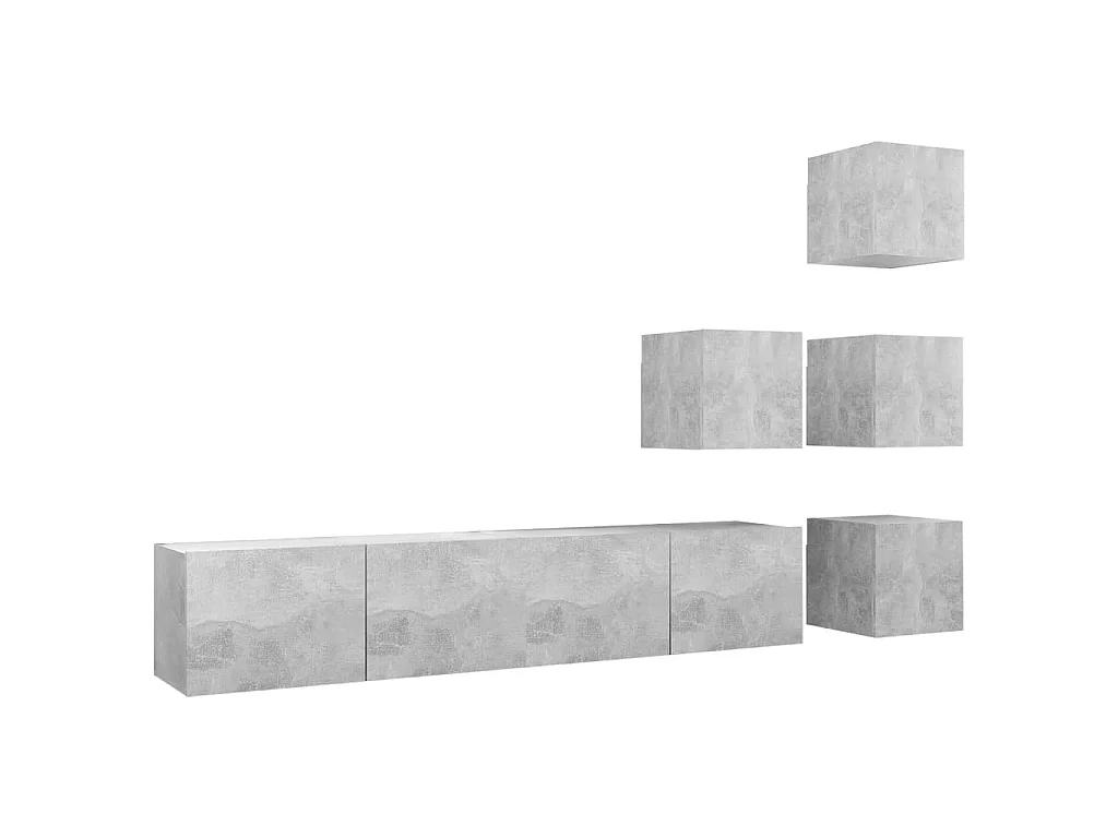 6-delige Tv-meubelset spaanplaat betongrijs
