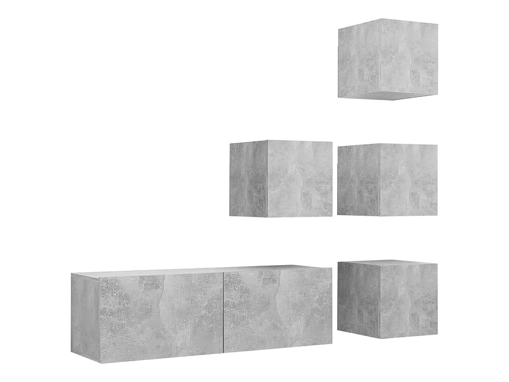 5-delige Tv-meubelset spaanplaat betongrijs