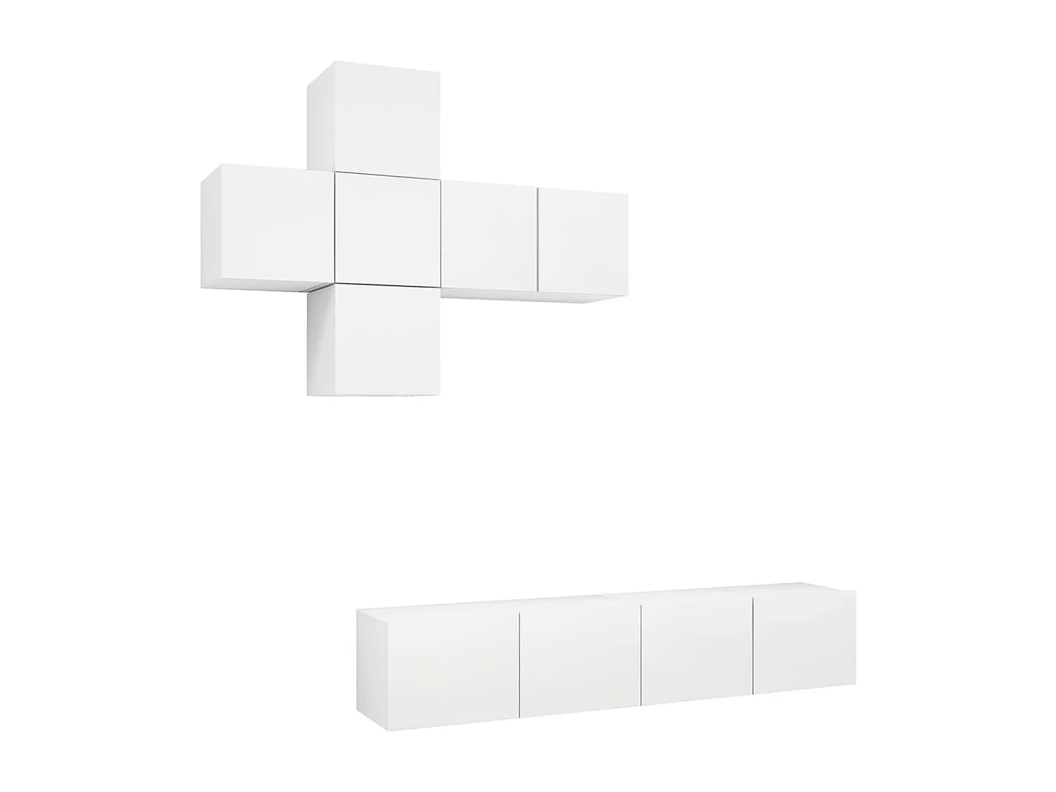 Juego de mueble para TV de 7 piezas madera de ingeniería blanco