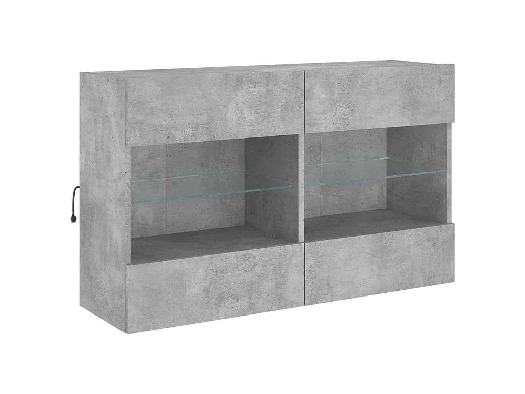 Set Mobili TV a Muro 6 pz con Luci LED Grigio Cemento